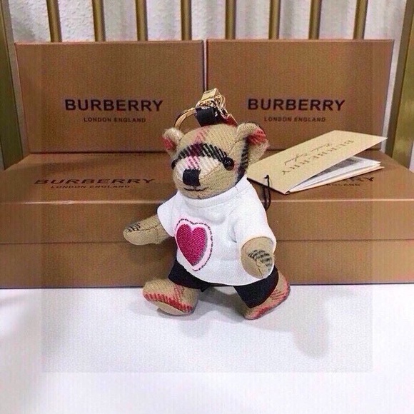 Burberry Beige and Red Teddy Bear Key Holder - Picture 1 of 6
